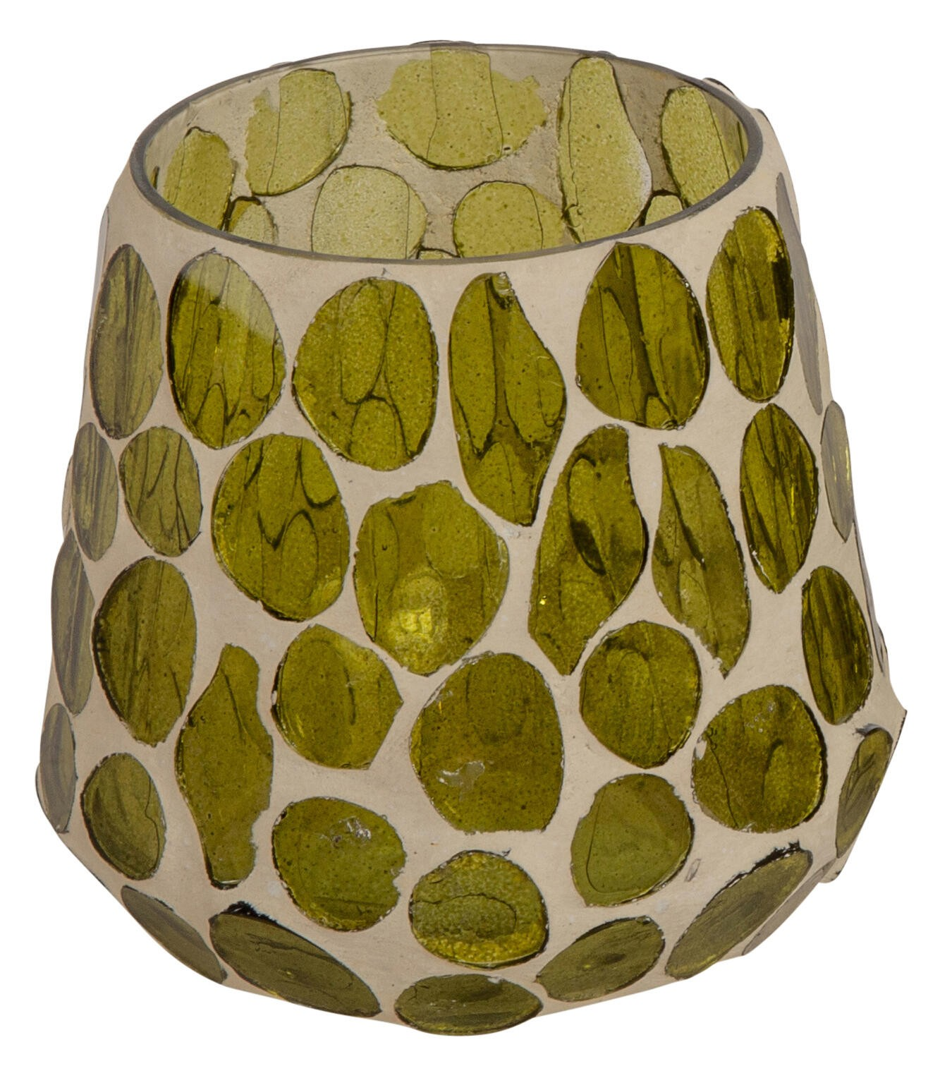 Lysglass dråpe mosaikk grønn m/k 9x9cm