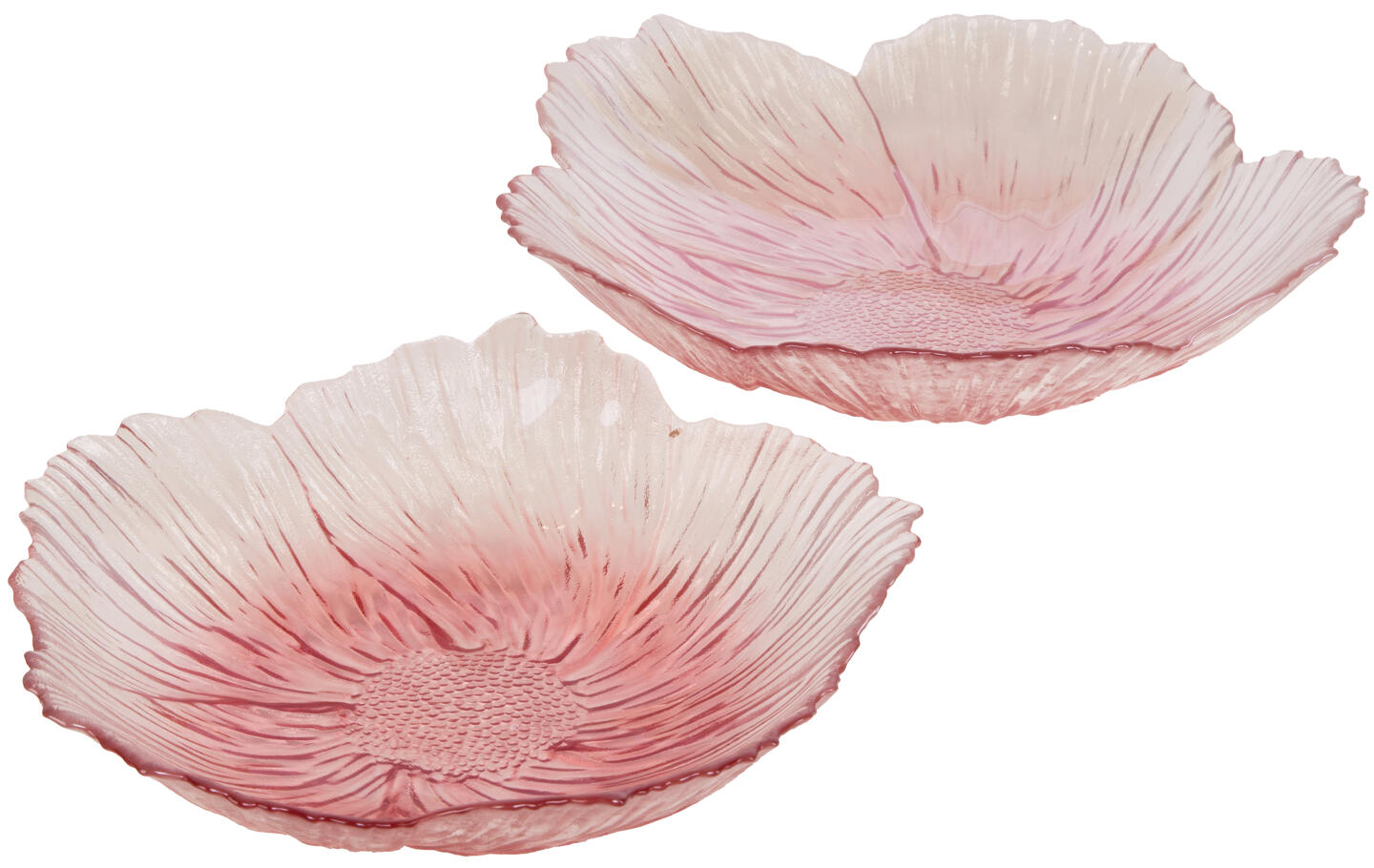 Skål blomst glass klar/rosa BC Home 26x6cm