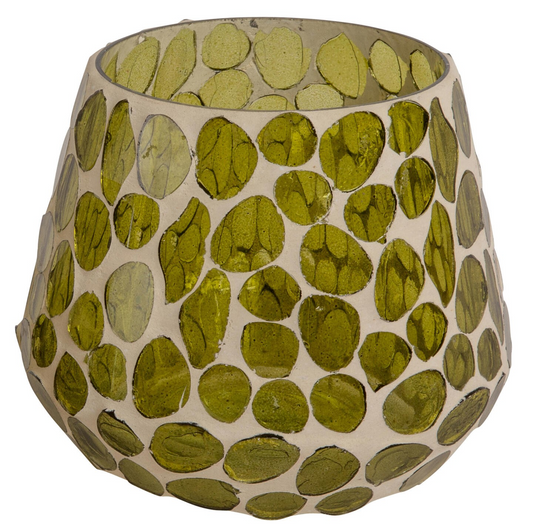 Lysglass dråpe mosaikk grønn m/k 11x13cm