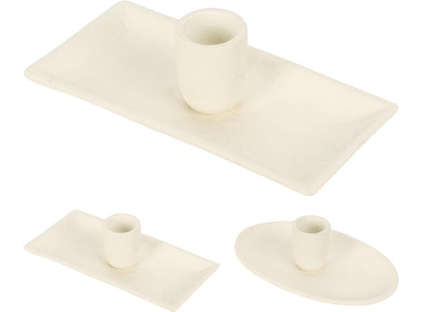 Lysestake fat hvit metall Organisk