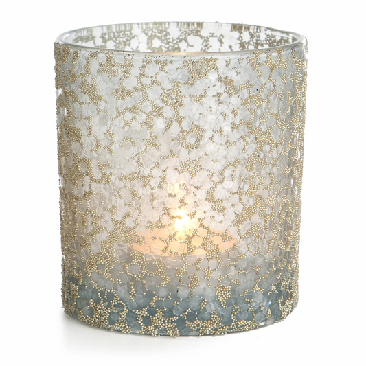Telysglass Gloria m/glitter Lys blå